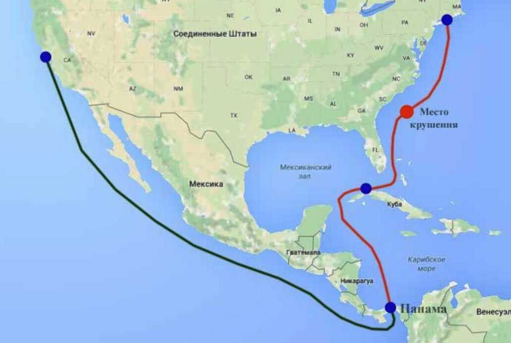 Морской путь, соединявший Запад и Восток. Красным обозначен маршрут парохода «Центральная Америка»